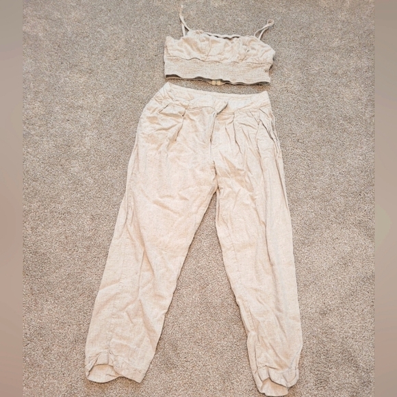 A Classy Chic Boutique Pants - Emery Rose Linen & Viscose Outfit Size Large